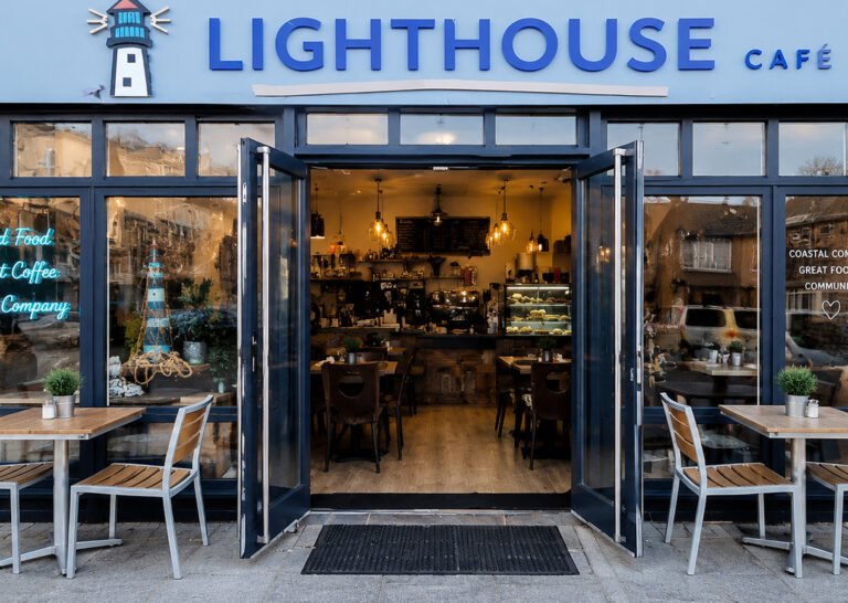Lighthouse Cafe exterior with open doors