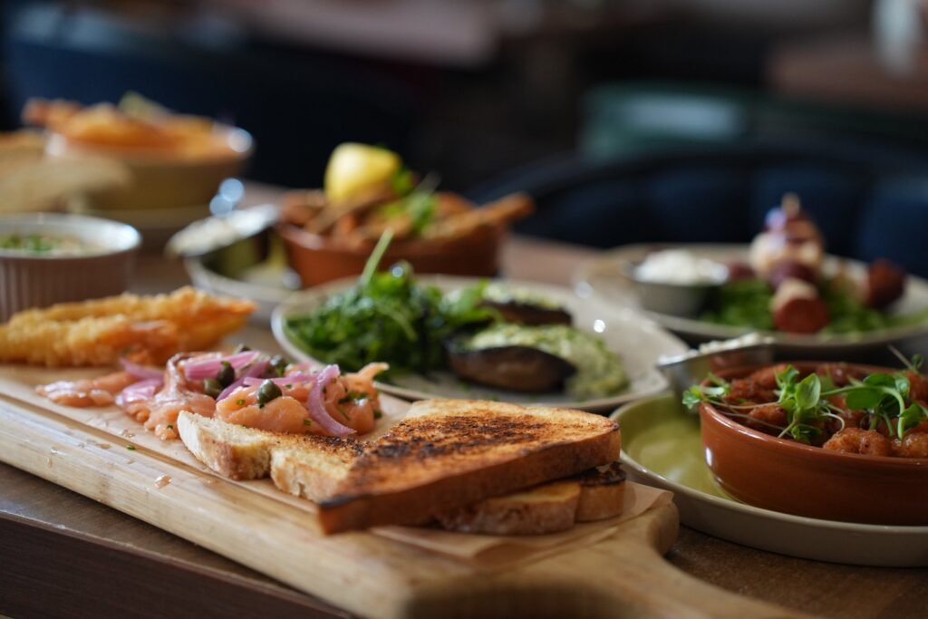 Cafe sharing board with toasted sourdough