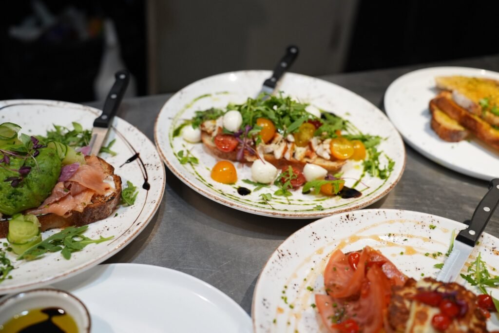 Fresh plated cafe dishes
