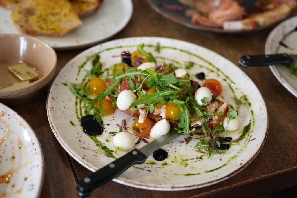 Cafe salad plate with mozzarella