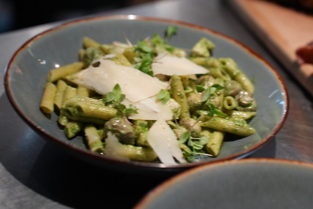 Pesto pasta with parmesan